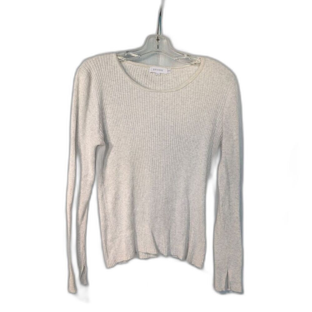 Brass Clothing Ribbed Knit Sweater Cream Capsule Essential Minimalist Top